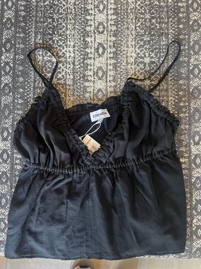 Steve Madden Black Elastic-Waist Cami Top
